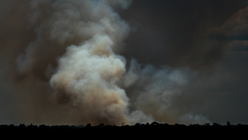 A smoke plume from a fire during the 2015 drought in Eastern Amazonia in Brazil. Photo Courtesy of Adam Ronan